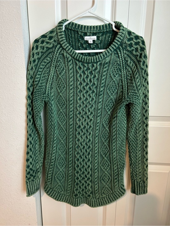 L.L. Bean Sweaters - L.L.Bean Signature Green Cable Knit Sweater Women’s M Aran Fisherman Knit